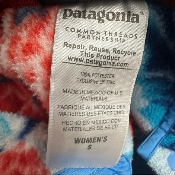 Patagonia Synchilla Sweatshirt Pullover Hawaiian Blue Floral Patterned Small - Picture 6 of 7